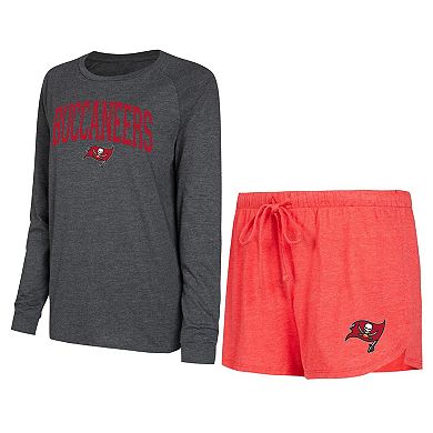 Women's Concepts Sport Red/Black Tampa Bay Buccaneers Raglan Long Sleeve T-Shirt & Shorts Lounge Set