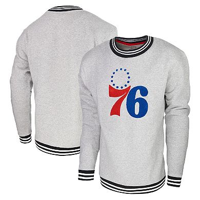 Men's Stadium Essentials Heather Gray Philadelphia 76ers Club Level Pullover Sweatshirt