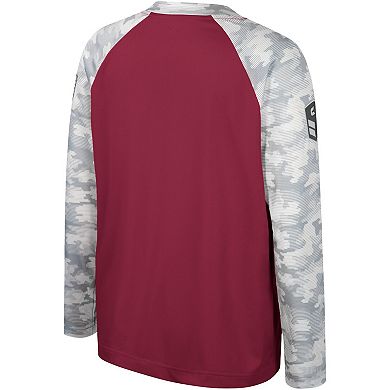 Youth Colosseum Garnet/Camo South Carolina Gamecocks OHT Military Appreciation Dark Star Raglan Long Sleeve T-Shirt