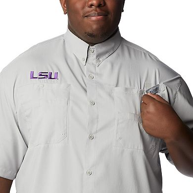 Men's Columbia  Gray LSU Tigers Big & Tall Tamiami Omni-Shade Button-Down Shirt