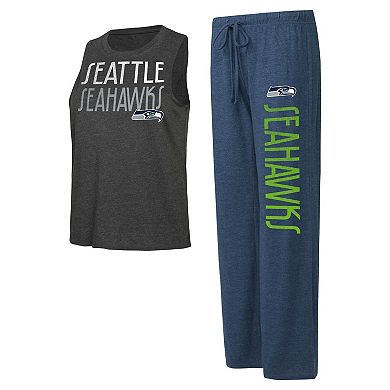 Women's Concepts Sport College Navy/Charcoal Seattle Seahawks Muscle Tank Top & Pants Lounge Set