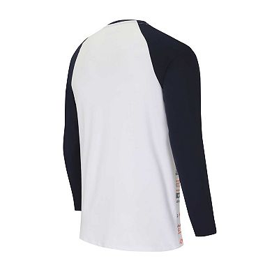 Men's Concepts Sport White/Navy Denver Broncos Tinsel Raglan Long Sleeve T-Shirt & Pants Sleep Set