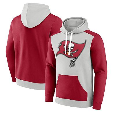 Men's Fanatics Branded Silver/Red Tampa Bay Buccaneers Big & Tall Team Fleece Pullover Hoodie