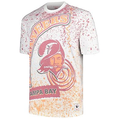 Men's Mitchell & Ness White Tampa Bay Buccaneers Big & Tall Allover Print T-Shirt