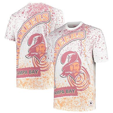 Men's Mitchell & Ness White Tampa Bay Buccaneers Big & Tall Allover Print T-Shirt