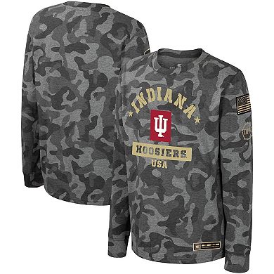 Youth Colosseum Camo Indiana Hoosiers OHT Military Appreciation Dark Star Long Sleeve T-Shirt