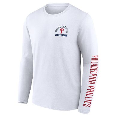 Men's Fanatics Branded  White Philadelphia Phillies Press Box Long Sleeve T-Shirt