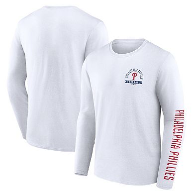 Men's Fanatics Branded  White Philadelphia Phillies Press Box Long Sleeve T-Shirt