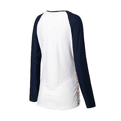 Women's Concepts Sport White/Navy New England Patriots Tinsel Raglan Long Sleeve T-Shirt & Pants Sleep Set