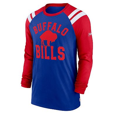Men's Nike  Royal/Red Buffalo Bills Classic Arc Raglan Tri-Blend Long Sleeve T-Shirt