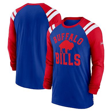 Men's Nike  Royal/Red Buffalo Bills Classic Arc Raglan Tri-Blend Long Sleeve T-Shirt