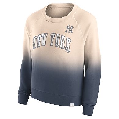 Women's Fanatics Branded Tan/Navy New York Yankees Luxe Lounge Arch Raglan Pullover Sweatshirt
