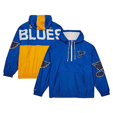 Men's Mitchell & Ness Blue St. Louis Blues Team OG 2.0 Anorak Half-Zip Windbreaker Jacket