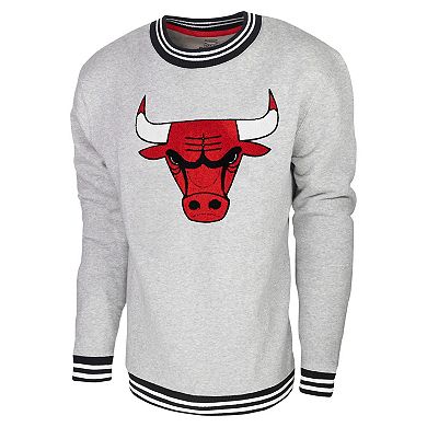 Men's Stadium Essentials Heather Gray Chicago Bulls Club Level Pullover Sweatshirt