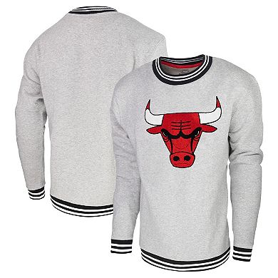 Men's Stadium Essentials Heather Gray Chicago Bulls Club Level Pullover Sweatshirt