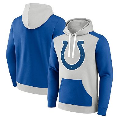 Men's Fanatics Branded Silver/Royal Indianapolis Colts Big & Tall Team Fleece Pullover Hoodie