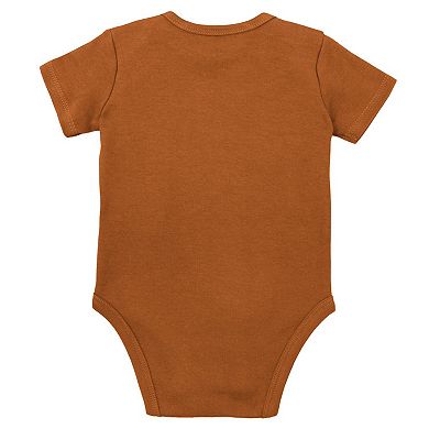 Infant Mitchell & Ness Orange/Heather Gray Texas Longhorns 3-Pack Bodysuit, Bib and Bootie Set