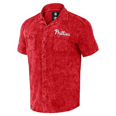 Men's Darius Rucker Collection by Fanatics  Red Philadelphia Phillies Denim Team Color Button-Up Shirt