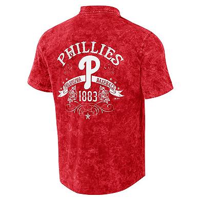 Men's Darius Rucker Collection by Fanatics  Red Philadelphia Phillies Denim Team Color Button-Up Shirt