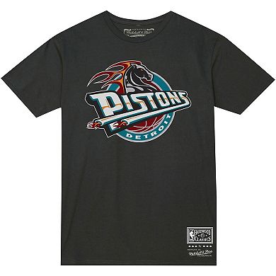 Unisex Mitchell & Ness  Black Detroit Pistons Hardwood Classics MVP Throwback Logo T-Shirt