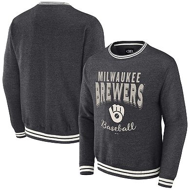 Men's Darius Rucker Collection by Fanatics  Heather Charcoal Milwaukee Brewers Vintage Pullover Sweatshirt