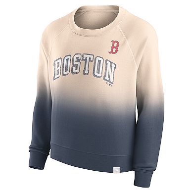 Women's Fanatics Branded Tan/Navy Boston Red Sox Luxe Lounge Arch Raglan Pullover Sweatshirt