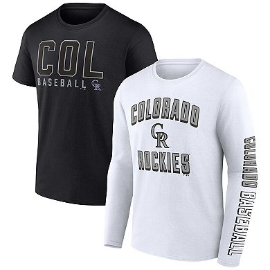 Men's Fanatics Branded Black/White Colorado Rockies Two-Pack Combo T-Shirt Set