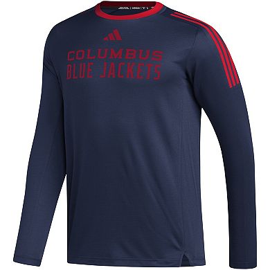 Men's adidas Navy Columbus Blue Jackets AEROREADYÂ® Long Sleeve T-Shirt