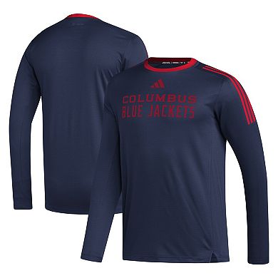 Men's adidas Navy Columbus Blue Jackets AEROREADYÂ® Long Sleeve T-Shirt