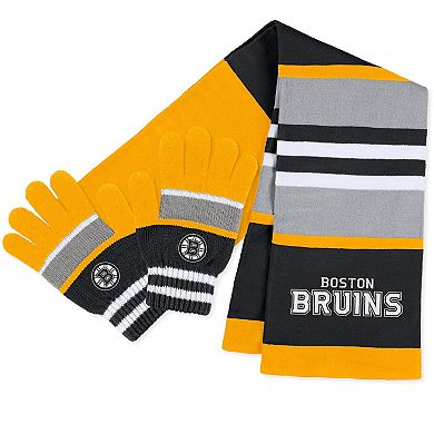 Women's WEAR by Erin Andrews Boston Bruins Stripe Glove & Scarf Set