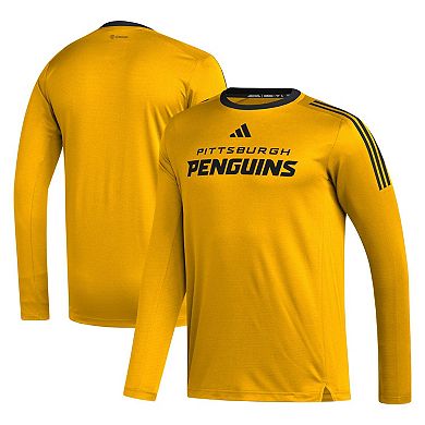 Men's adidas Gold Pittsburgh Penguins AEROREADYÂ® Long Sleeve T-Shirt