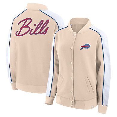 Women's Fanatics Branded Tan Buffalo Bills Lounge Full-Snap Varsity Jacket