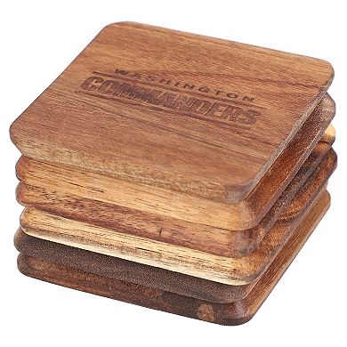 The Memory Company Washington Commanders 6-Pack Acacia Wood Coaster Set