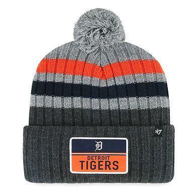 Men's '47 Gray Detroit Tigers Stack Cuffed Knit Hat with Pom