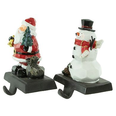 Set of 2 Santa and Snowman Christmas Stocking Holders 5.5"