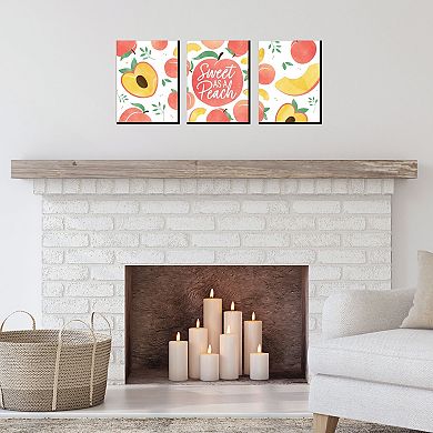 Big Dot of Happiness Sweet as a Peach - Fruit Kitchen Wall Art and Kids Room Decor - 7.5 x 10 inches - Set of 3 Prints