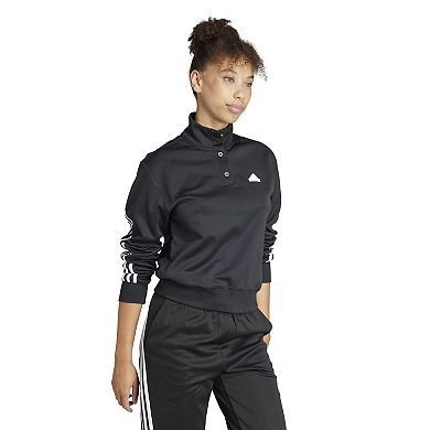 Women's adidas Iconic 3-Stripe Snap Henley Track Jacket