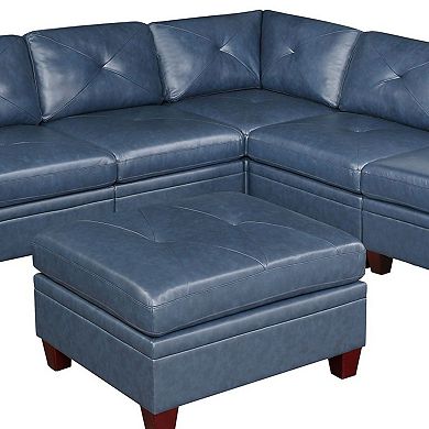 F.c Design Genuine Leather Tufted 6pc Sectional Set Corner Wedge & Armless Chair Sofa Couch