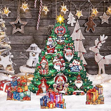 Santa Christmas Tree Set Outdoor Indoor Wooden Christmas Decor By J. Mills-price
