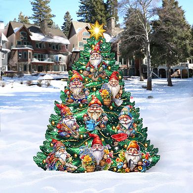 Gnomes Christmas Tree Outdoor Indoor Wooden Christmas Decoration By G. Debrekht