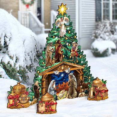 Nativity Christmas Tree Set Outdoor Indoor Christmas Decor By D. Gelsinger