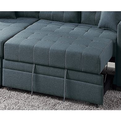 F.c Design Convertible Sectional Pull Out Bed Sofa Chaise Reversible Storage Polyfiber Tufted Couch
