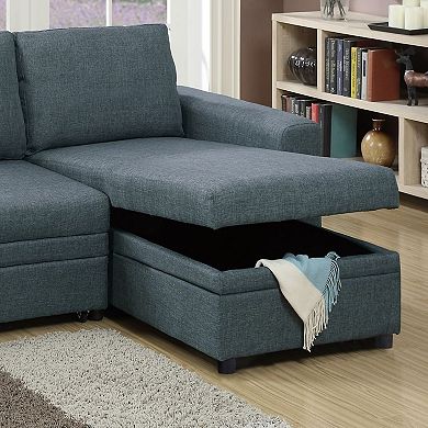 F.c Design Convertible Sectional Sofa With Pull Out Bed Reversible Chaise Storage Sofa