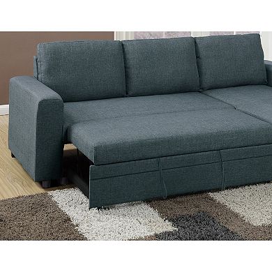 F.c Design Convertible Sectional Sofa With Pull Out Bed Reversible Chaise Storage Sofa