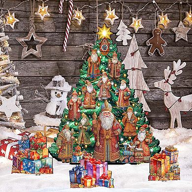 Santa Christmas Tree Set Outdoor Indoor Wooden Christmas Decor By G. Debrekht
