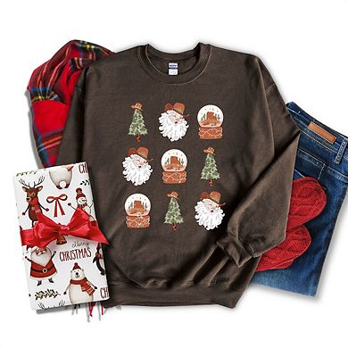 Western Santa Snow Globe Sweatshirt