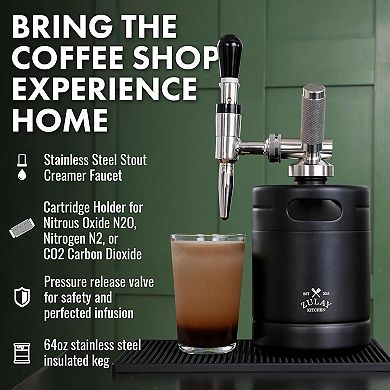 Zulay Kitchen Nitro Cold Brew Maker with Pressure Relieving Valve & Creamer Faucet