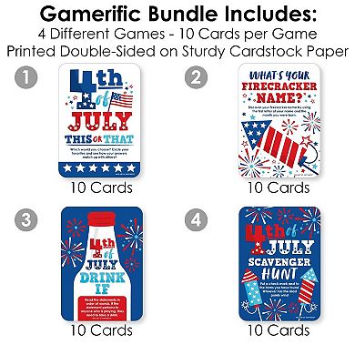 Big Dot Of Happiness Firecracker 4th Of July 4 Party Games 10 Cards Each Gamerific Bundle