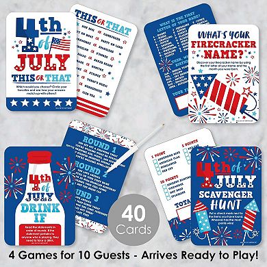 Big Dot Of Happiness Firecracker 4th Of July 4 Party Games 10 Cards Each Gamerific Bundle