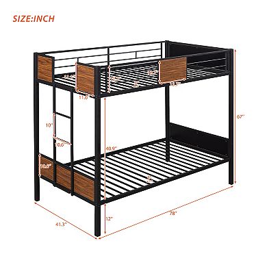 Merax Twin-over-Twin Bunk Bed, Steel Frame Bunk Bed